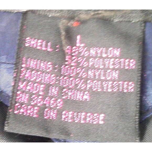 Vintage G4000 Navy Blue Puffer Coat Jacket Quilt Lined Embroidered Ladies Large - Picture 8 of 8